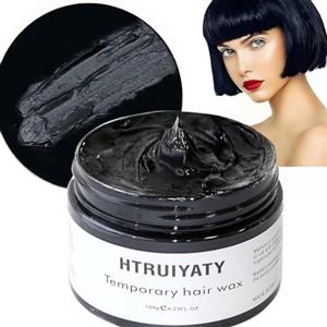 HTRUIYATY Nero Colore Temporaneo Capelli,Gel Colorato per Capelli Naturale Cera per Capelli Uomo e Donne,Cera Capelli Colorata per Feste,Cosplay e Halloween