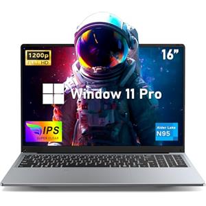 NIAKUN 16 Pollici PC Portatile, Laptops RAM 16GB+SSD 512GB, Processor N95 Notebook(fino a 3.4Ghz) Full HD 1920x1200P, Computer Portatile Tastiera Retroilluminata, HDIM, USB 3.0, 6000mAh