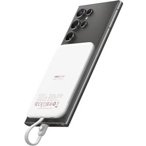 VEEKTOMX Power Bank 5000mAh VEEKTOMX Mini Powerbank con Cavo Integrati USB C Caricatore Portatile con 2 Uscite & 2 Ingressi Batteria Esterna per iPhone 15/Samsung/Google Pixel/Huawei/Xiaomi ecc. (Bianco)
