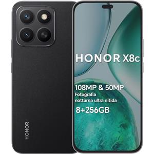 HONOR X8c Smartphone Android 15 Dual SIM 4G, 8GB RAM 256GB, AMOLED da 6.7 pollici display telefono con Qualcomm Snapdragon 685, 108&50MP, 5000 mAh, AI Eraser, Midnight Black[Versione italiana]