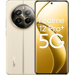 realme 12 Pro+ 5G Smartphone 8+256GB, Snapdragon 7s Gen 2, Fotocamera 64MP+50MP IMX890 OIS, Display Curvo AMOLED 120Hz da 6,7 Pollici, Batteria 5000mAh SUPERWOOC 67W Ricarica, Doppia SIM, Beige
