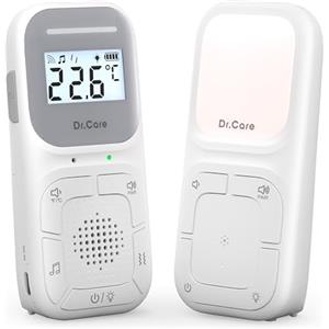 Dr.Care Neo Baby Monitor Audio Bidirezionale, Radioline Neonati con VOX, Luce Notturna, Ninnananna, Allarme Vibrazione, Portata 300m, Clip Portatile, Altoparlante e Microfono Alta Qualità, Senza WiFi