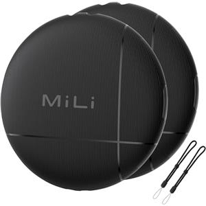 MiLi LiTag Smart Tracker Tag, Localizzatore Bluetooth Compatibile con Apple Dov'è (Solo iOS), Trova Oggetti e Chiavi/Bagagli/Valigie/Zaini, Portafogli/Batteria Sostituibile/IP67 Impermeabile, Nero, 2-Pack