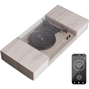 Auna Giradischi Bluetooth per Dischi in Vinile, Lettore Vinile a 3 Velocità di Riproduzione, Giradischi Vinili Vintage con Casse Stereo, AUX, Gira Dischi per Vinile con Jack per Cuffie e Adattatore
