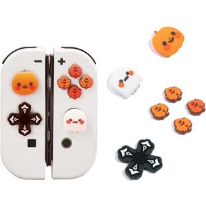 GeekShare Cover in silicone per Switch/OLED/Switch Lite, con design anti-scivolo per controller, set da 4, motivo: zucche e fantasmi