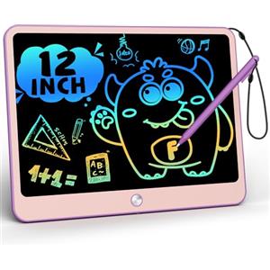 TEKFUN Tavoletta Grafica Bambini 12 Pollici LCD Lavagna Cancellabile, Giochi Giocattoli Educativi e Regalo per Bambini 3 4 5 6 7 8 Anni (Viola)