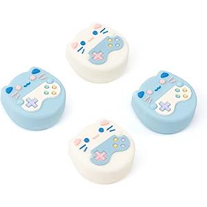 GeekShare Cappucci per impugnatura per pollice a tema animali carini compatibili con Switch/OLED/Switch Lite Cover per joystick in silicone morbido 4 pezzi - Game Cat