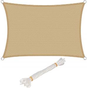 WOLTU Tenda a Vela Parasole Rettangolare Telo da Sole in HDPE Protezione Solare Respirante Anti UV Giardino Esterni Sabbia 2x3m