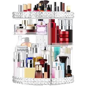 Owelth Porta Trucchi Rotante a 360°, Organizer Trucchi Multifunzione, Make Up Organizer Porta Trucco Porta Creme Organizer Ripiani Regolabili, Adatto a Crema Profumo Pennelli per Il Trucco Eyeliner