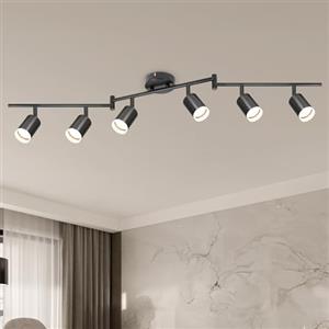 VEKIDOT Faretti LED da Soffitto con 6 Luci - Lampadario Soffitto Nero - GU10 Faretto LED Soffitto Orientabili per Camera da Letto Soggiorno - Lampadina Non Inclusa