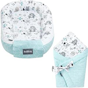 Bellochi Growing in style Bellochi Set 2in1 Riduttore per Cull e Copertina Avvolgente Neonato - Riduttore Lettino per Neonato, Baby Nest - 100% Cotone Antialergico - Animaland