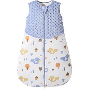 Fairy Baby Sacco Nanna per Neonati 1,5 Tog Sacco a Pelo Invernale per Neonato Coperta Indossabile in Cotone Morbido Swaddle (M(6-12 Mesi), Blu)