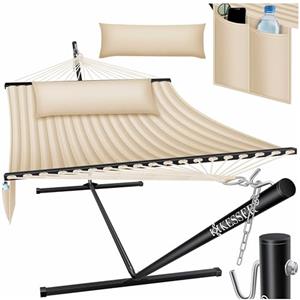 KESSER® Amaca con telaio e cuscino, Amaca doppia per 2 Persone, Portata 200 kg, Interno ed esterno, XXL, Sedia sospesa, Giardino, Piscina, Balcone, Terrazza - Beige