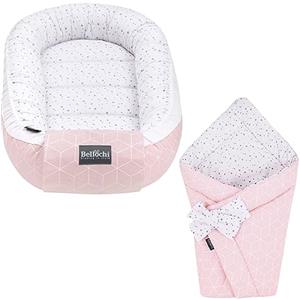 Bellochi Growing in style Bellochi Set 2in1 Riduttore per Cull e Copertina Avvolgente Neonato - Riduttore Lettino per Neonato, Baby Nest - 100% Cotone Antialergico - Aurora