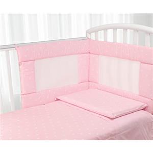 Babysanity- Set Paracolpi Lettino Alta Traspirabilità Piumino Copripiumino Sfoderabile Federa 100% Cotone Made in Italy (Stelline Rosa)