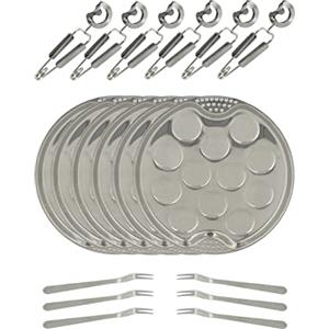 Menastyl 5040063 The Kitchenette-Servizio 18 Pezzi, 6 Piatti da 12 Ø 19 cm + 6 pinzette 6 forchette per lumache, Acciaio Inossidabile