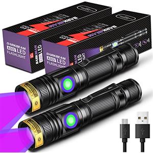 DARKBEAM Torcia UV Ricaricabile, Lampada di Wood Luce Nera, 395nm Ultravioletti Portatile Mini LED Torce con Clip, Rilevatori di macchie di urina per animali domestici, Resina a 400nm, 2 Pezzi
