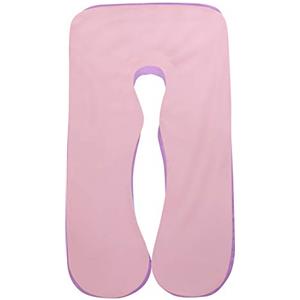 SHANNA Federa per Il Corpo in Gravidanza, Fodera per Cuscino di maternità in Cotone a Forma di U 80 * 155 cm (Viola + Rosa)