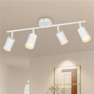 VEKIDOT Faretti LED Soffitto Bianco 4 Luci - Faretti da Soffitto Orientabili - Faretto Soffitto Lampadario Soffitto GU10 per Camera da Letto Soggiorno - Lampadina Non Inclusa