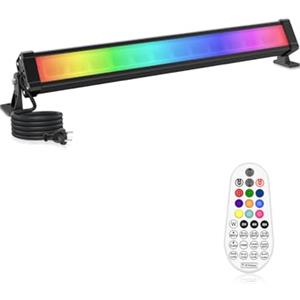 CLY Faretto LED RGB Esterno 25W, Barra LED RGB da Esterno con Telecomando 360° RF Impermeabile IP66, 10 Colori Cambia 30 Modalità Dinamiche 6 Luminosità, Memoria Funzione, Luce RGB per Esterni Festa