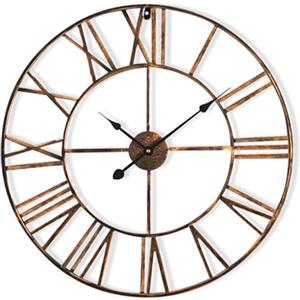 Antic by Casa Chic - Orologio Grande in Metallo da Parete con Meccanismo Silenzioso al QUARZO - 60 cm Diametro - Numeri Romani - Ferro - Rame