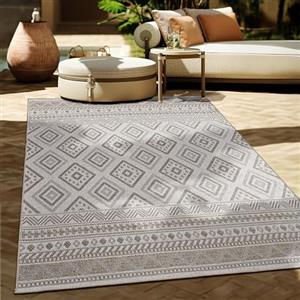 Paco Home Tappeto Per Esterno Da Balcone Terrazza Tappeto Cucina Moderno Boho Etnico, Dimensione:60x100 cm, Colore:Beige 2