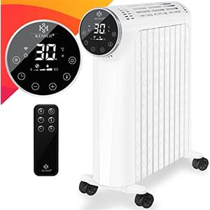 KESSER® Radiatore a Olio 2500W Riscaldatore Elettrico Stufa Termosifone a Risparmio energetico con Display - WiFi App e Telecomando Touchscreen - Radiatore a Olio Mobile Timer 24h, Bianco