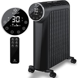 KESSER® Radiatore a Olio 2500W Riscaldatore Elettrico Stufa Termosifone a Risparmio energetico con Display - WiFi App e Telecomando Touchscreen - Radiatore a Olio Mobile Timer 24h, Nero