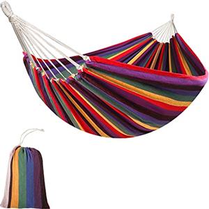 Outsunny Amaca da Giardino Extra Large in Cotone e Poliestere con Sacca di Trasporto, 200x150cm Righe Multicolore