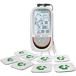 TESMED TE-880R Plus elettrostimolatore Muscolare Ricaricabile, EMS, TENS, Massaggio: 73 programmi di Cui 2 Personalizzabili - Funziona con 8 elettrodi