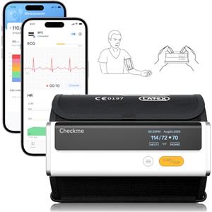 CheckMe Armfit Plus Misuratore Pressione da Braccio con ECG e Analisi dei Rapporti ECG, Misurazione Automatica in 30s, APP per Android e iOS, con Gestione Multiutente e Archiviazione Illimitata