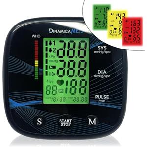 Dinamicamed A-158 Misuratore Pressione da Braccio, Apparecchio Pressione da Braccio con 2 * 90 Posizioni di Memoria, Misuratore di Pressione da Braccio con Retro Illuminazione, Batterie Incluse