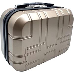 R.Leone Valigia da 1 pezzo Fino a Set 4 Trolley Rigido grande, medio, bagaglio a mano e beauty case 4 ruote in ABS 611 (XS Borsetta Beauty Case, Oro)