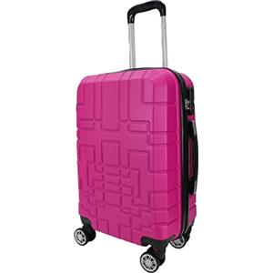 R.Leone Valigia da 1 pezzo Fino a Set 4 Trolley Rigido grande, medio, bagaglio a mano e beauty case 4 ruote in ABS 611 (M Valigia Media, Fucsia)