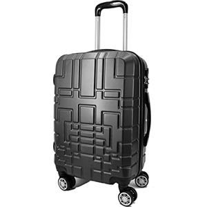 R.Leone Valigia da 1 pezzo Fino a Set 4 Trolley Rigido grande, medio, bagaglio a mano e beauty case 8 ruote in ABS 611 (Grigio, S Valigia Bagaglio a mano)