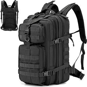 SPAHER Zaino Militare, Nero Zaino Tattico 40L di Grande Capacità Impermeabile Pacchetto di Assalto Dell'esercito 3 Giorni Assault Pack Bag con Sistema Molle per Trekking, Viaggio, Campeggio