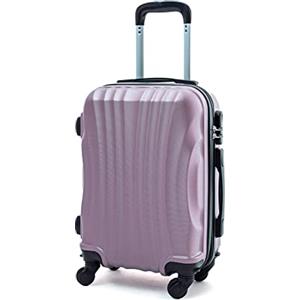 R.Leone Valigia Trolley Bagaglio a mano Rigido Ultraleggero in ABS 4 Ruote Autonome (Rose Gold, 2037 Valigia 55x40x20cm)