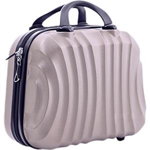 R.Leone Valigia da 1 Fino a Set 4 Trolley Rigido grande, medio, bagaglio a mano e beauty case 4 ruote in ABS 2037 (Oro, XS Beauty Case)
