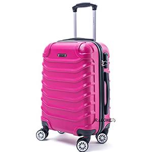 R.Leone Valigia Trolley Rigido Grande 8 ruote in ABS 2026 (Fucsia, L Grande)