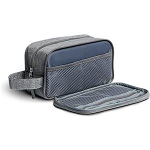Obics® Beauty case da viaggio per uomo e donna 3L piccolo grigio - Borsa da toilette e trousse da appendere con manico appeso - Sacchetto per cosmetici e toiletry per viaggi e campeggio 4 scomparti