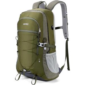 HOMIEE Zaino da Trekking 45L, Resistente all'acqua e Leggero Zaino da Escursione per Trekking Alpinismo, Multifunzione Zaino da Campeggio per Sport Viaggio, Verde con Grigio