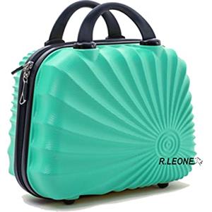 R.Leone Valigia da 1 pezzo Fino a Set 4 Trolley Rigido grande, medio, bagaglio a mano e beauty case 8 ruote in ABS 2092 (Verde Acqua, XS Beauty case)