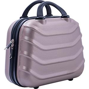 R.Leone Valigia da 1 Fino a Set 4 Trolley Rigido grande, medio, bagaglio a mano e beauty case 8 ruote in ABS 2026 (Rose Gold, XS Beauty case)