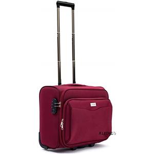 R.Leone Valigia bagaglio a mano 2 Ruote rinforzate Pilota Poliestere Stoffa adatto easyjet 45X36X20 (Bordò)