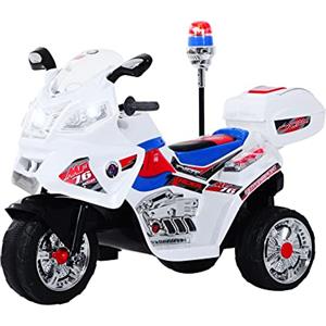 HOMCOM Moto Elettrica per Bambini da 3-5 Anni Motorino Elettrico Giocattolo 3 Ruote con Musica, Velocità 3KM/h, Luci 112×51×72.5cm