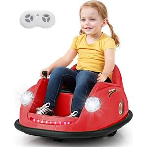 COSTWAY 12V Auto Elettrica per Bambini con Telecomando, Autoscontro Elettrico con Luci LED Musica e Rotazione a 360°, Macchina Cavalcabile per Bambini 2-5 Anni (Rosso)