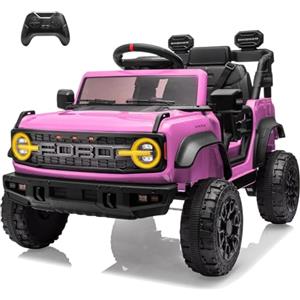 Mondial Toys Ford Bronco Raptor 12V Fuoristrada Auto Macchina Elettrica per Bambini Telecomando Luci a Led Bluetooth Cintura di Sicurezza Ammortizzatori Carico Massimo 30 Kg Rosa