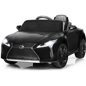 RELAX4LIFE 12V Macchina Elettrica Lexus LC500 per Bambini con Telecomando 2,4G, 2 Portiere Apribili, 2 Velocità, Clacson,Luci, Musica, e USB,3/5 km/h, 112 x 72,5 x 45 cm (Nero)