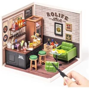 Rolife Kit di Case Miniatura Fai da Te Super Mondo Serie Case delle Bambole con Accessori Hobby delle Donne Regalo Compleanno per Bambini Adulti (Leisurely Cheers Bar)