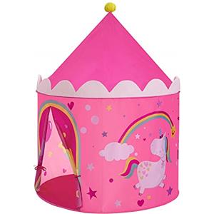 SONGMICS Tenda da Gioco Castello da Principessa per Ragazze e Bambini, Casetta dei Giochi per Interni ed Esterni, con Borsa da Trasporto, Regalo per Bambini, Rosa e Giallo LPT04PY